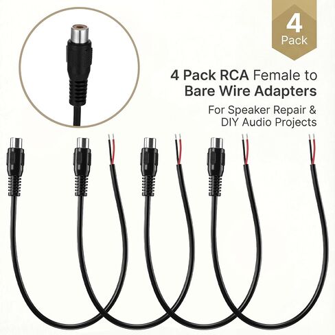 4 Pack Replacement RCA Female Plug Jack Connector Adapter to Bare Wire 1ft RCA Female to Speaker Wire Open End Audio Video Cable for Repair in Saudi Arabia
