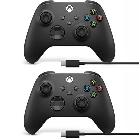 Microsoft Xbox Wireless Controller w/USB-C Cable for PC, Carbon Black, 1V8-00001 (2-Pack) (Renewed) in Saudi Arabia