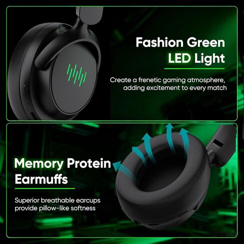 سماعة ألعاب لاسلكية BETMI لأجهزة Xbox/PS-5/PC/PS-4/Switch، صوت محيطي 7.1، 2.4 جيجا هرتز/بلوتوث 5.2 مع ميكروفون AI+ENC قابل للفصل لإلغاء الضوضاء، ضوء LED، برامج تشغيل 40 مم، زر كتم الصوت (أسود) in Kuwait