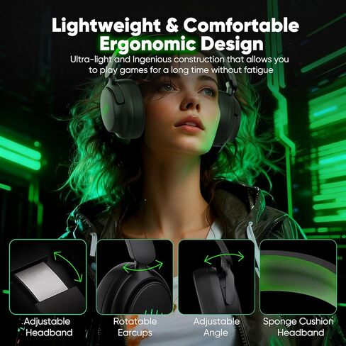 سماعة ألعاب لاسلكية BETMI لأجهزة Xbox/PS-5/PC/PS-4/Switch، صوت محيطي 7.1، 2.4 جيجا هرتز/بلوتوث 5.2 مع ميكروفون AI+ENC قابل للفصل لإلغاء الضوضاء، ضوء LED، برامج تشغيل 40 مم، زر كتم الصوت (أسود) in Kuwait