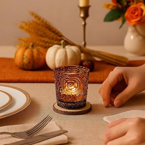 6 Pack Sun Moon Star Embossed Glass Tea Light Candle Holders - Votive Candle Holders for Wedding, Party, Home Decor, and Table Centerpieces (Wildberry Red) in Saudi Arabia