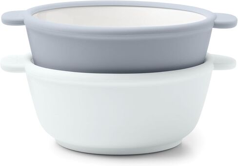 Ello Clean Start Ceramic Toddler Bowls with Sleeves, 2 Pack, Dewdrop/Sugarplum in Saudi Arabia