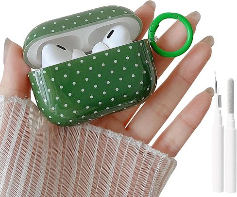 حافظة شفافة من MINSCOSE لأجهزة AirPods 4، تصميم نمط منقط لطيف مع حلقة سلسلة مفاتيح عصرية، حافظة واقية ناعمة من مادة TPU مضادة للصدمات مع مجموعة أدوات تنظيف للفتيات والنساء لأجهزة Airpods 4-أسود in Kuwait