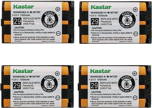 بطارية Kastar 4 عبوات 3.6 فولت 1000 مللي أمبير في الساعة HHR-P104 بديلة لباناسونيك KX-TG2344B KX-TG2346S KX-TG2355S KX-TG2356PW KX-TG2356S KX-TG2357B KX-TG2357S KX-TG2386B KX-TG2388B KX-TG2480S KX-TG4500 (سماعة) in Saudi Arabia