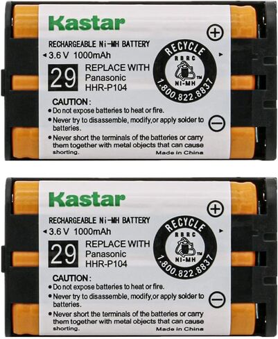بطارية Kastar 4 عبوات 3.6 فولت 1000 مللي أمبير في الساعة HHR-P104 بديلة لباناسونيك KX-TG2344B KX-TG2346S KX-TG2355S KX-TG2356PW KX-TG2356S KX-TG2357B KX-TG2357S KX-TG2386B KX-TG2388B KX-TG2480S KX-TG4500 (سماعة) in Saudi Arabia