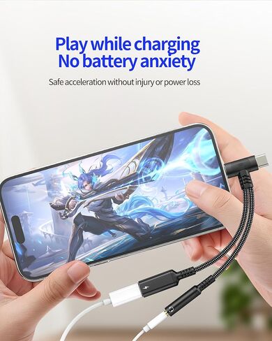 محول صوت Lightning USB C إلى 3.5 ملم لهاتف iPhone 16 15 14 13 Pro Max مقبس سماعة الرأس (2 في 1) كابل مقسم شاحن AUX دونجل لشحن سلك Apple متوافق مع منفذ Samsung Galaxy المزدوج لأجهزة iPad in Kuwait