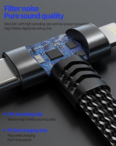 محول صوت Lightning USB C إلى 3.5 ملم لهاتف iPhone 16 15 14 13 Pro Max مقبس سماعة الرأس (2 في 1) كابل مقسم شاحن AUX دونجل لشحن سلك Apple متوافق مع منفذ Samsung Galaxy المزدوج لأجهزة iPad in Kuwait