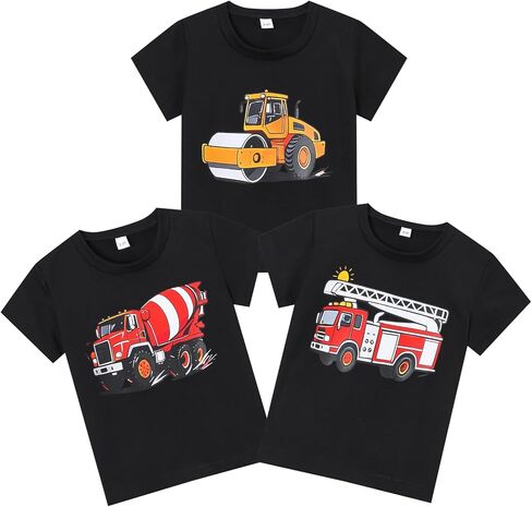 2-6 سنوات طفل صغير الأولاد 3 حزمة طويلة الأكمام Crewneck الجرافيك تي شيرت ملابس الاطفال أعلى المحملة الأولاد الخريف القمصان in Kuwait