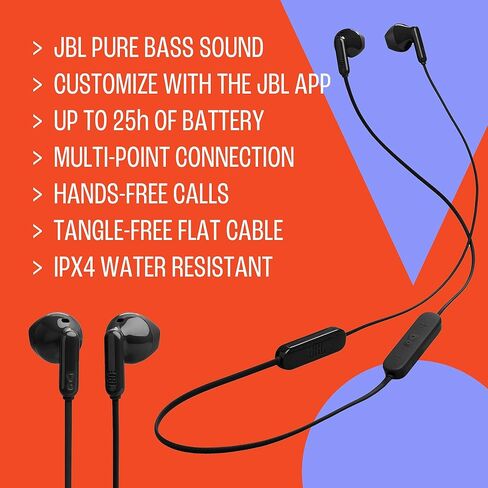 JBL Tune 235BT - سماعات أذن لاسلكية مع عمر بطارية يصل إلى 25 ساعة مع شحن سريع، اتصال متعدد النقاط وزوج Google السريع، مكالمات بدون استخدام اليدين، تصميم مقاوم للماء IPX4 (أسود) in Kuwait