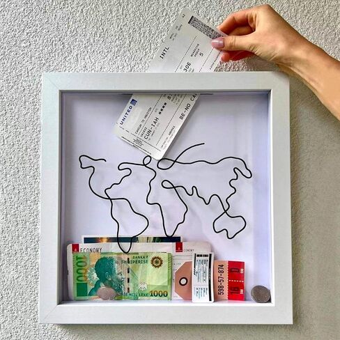Plane Ticket Travel Memory Box, Travel Ticket Movie Stub Shadow Box, Top Loading Concert Ticket Display Frame, Travel Keepsake Box, Adventure Archive Box, Ticket Holder Map Plane (Black x8inches) in Saudi Arabia