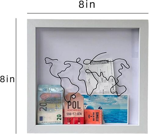 Plane Ticket Travel Memory Box, Travel Ticket Movie Stub Shadow Box, Top Loading Concert Ticket Display Frame, Travel Keepsake Box, Adventure Archive Box, Ticket Holder Map Plane (Black x8inches) in Saudi Arabia