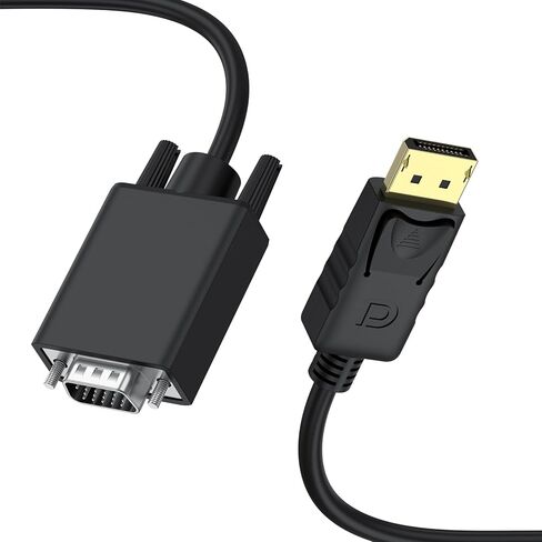كابل ميليا ديسبلاي بورت إلى VGA بطول 6 أقدام، كابل محول DP (كمبيوتر) إلى VGA (شاشة) 1080P@60 هرتز، متوافق مع أجهزة الكمبيوتر المحمول والكمبيوتر الشخصي والشاشة وجهاز العرض in Saudi Arabia
