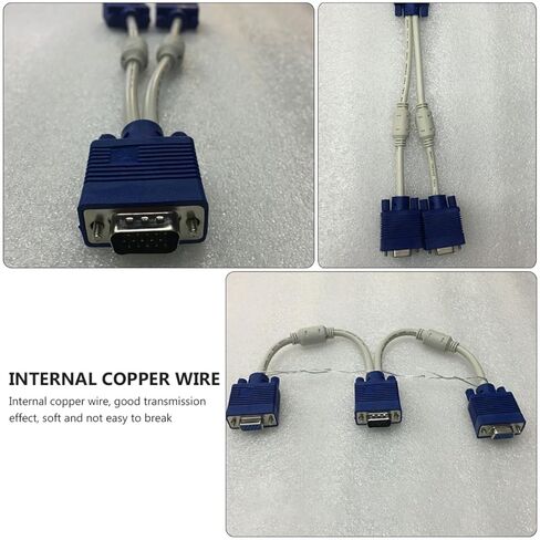 Veemoon Vga Male to Dual Female Adapter Cable 0.3M 2pcs Vga Splitter for Dual Monitor Display LCD Screen Mirroring and Video Signal in Saudi Arabia