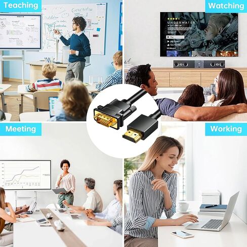 HDMI to VGA Cable 6FT, Uni-Directional HDMI Computer to VGA Monitor Cable 1080P@60Hz Video Cord (Male to Male) Compatible for Computer, Desktop, Laptop, PC, Monitor, Projector, HDTV, Roku, Xbox in Saudi Arabia