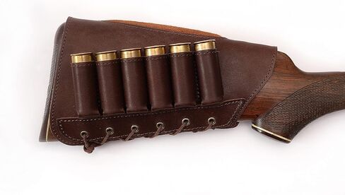 Genuine Leather Buttstock Ammo Shotgun Shell Holder Carrier Cover Suede Padded Cheek Rest in Saudi Arabia