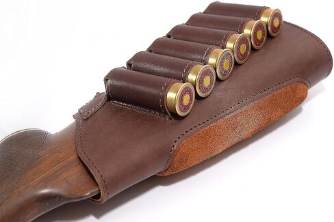 Genuine Leather Buttstock Ammo Shotgun Shell Holder Carrier Cover Suede Padded Cheek Rest in Saudi Arabia