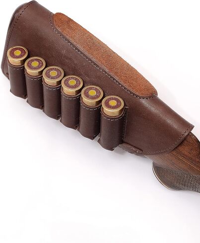 Genuine Leather Buttstock Ammo Shotgun Shell Holder Carrier Cover Suede Padded Cheek Rest in Saudi Arabia