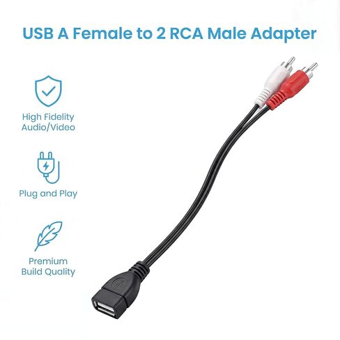 0.2M/0.65FT USB إلى 2 RCA كابل USB A 2.0 أنثى إلى 2 RCA ذكر جاك الفاصل ذكر Y مقسم الصوت والفيديو AV كابل محول مركب لسلك محول الصوت والفيديو AV in Saudi Arabia