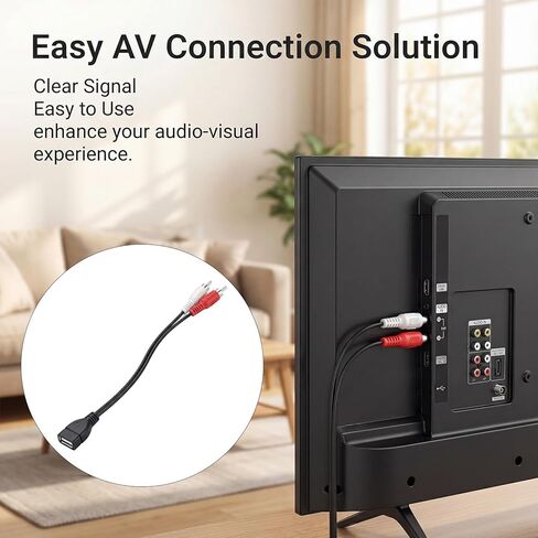 0.2M/0.65FT USB إلى 2 RCA كابل USB A 2.0 أنثى إلى 2 RCA ذكر جاك الفاصل ذكر Y مقسم الصوت والفيديو AV كابل محول مركب لسلك محول الصوت والفيديو AV in Saudi Arabia