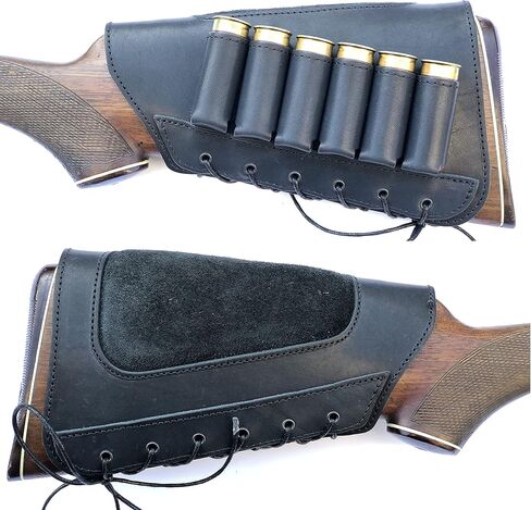 Genuine Leather Buttstock Ammo Shotgun Shell Holder Carrier Cover Suede Padded Cheek Rest in Saudi Arabia
