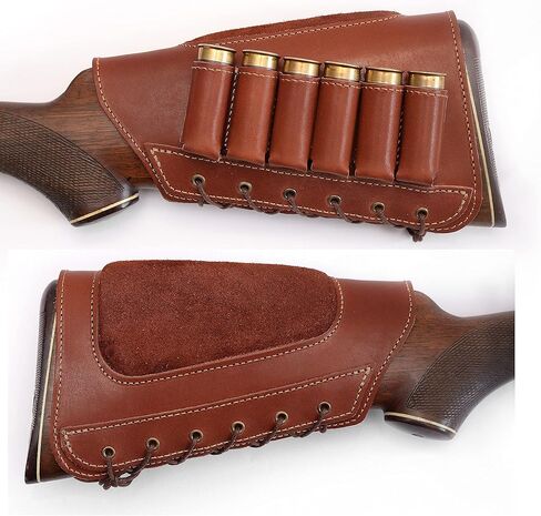 Genuine Leather Buttstock Ammo Shotgun Shell Holder Carrier Cover Suede Padded Cheek Rest in Saudi Arabia