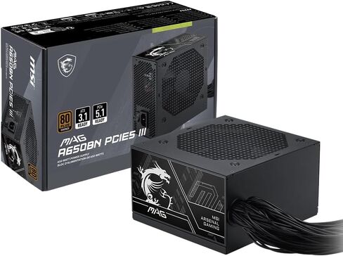 MSI MAG A650BN PCIE5 III, Non Modular Gaming 650W Power Supply, 80+ Bronze, Dual 12V-2x6 Cables, Server-Grade Capacitor, ATX 3.1 & PCIe 5.1 Ready, Low-Noise, Semi Digital, 5 Year Warranty in Saudi Arabia