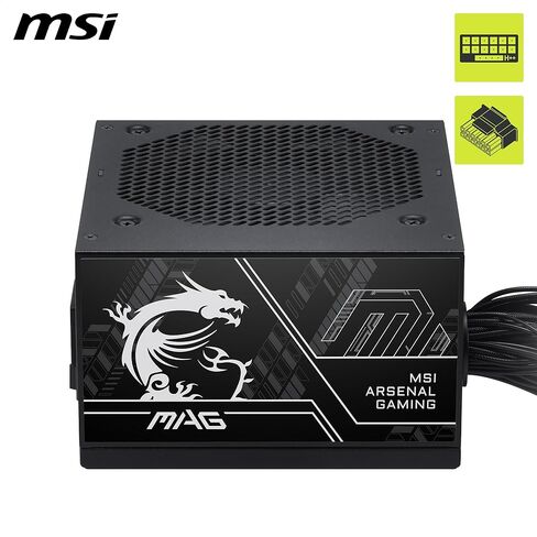 MSI MAG A650BN PCIE5 III, Non Modular Gaming 650W Power Supply, 80+ Bronze, Dual 12V-2x6 Cables, Server-Grade Capacitor, ATX 3.1 & PCIe 5.1 Ready, Low-Noise, Semi Digital, 5 Year Warranty in Saudi Arabia