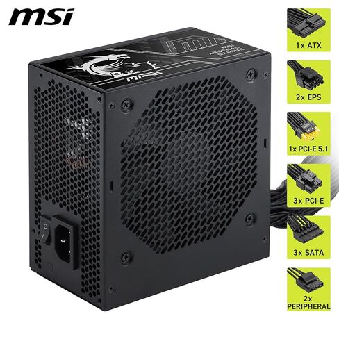 MSI MAG A650BN PCIE5 III, Non Modular Gaming 650W Power Supply, 80+ Bronze, Dual 12V-2x6 Cables, Server-Grade Capacitor, ATX 3.1 & PCIe 5.1 Ready, Low-Noise, Semi Digital, 5 Year Warranty in Saudi Arabia