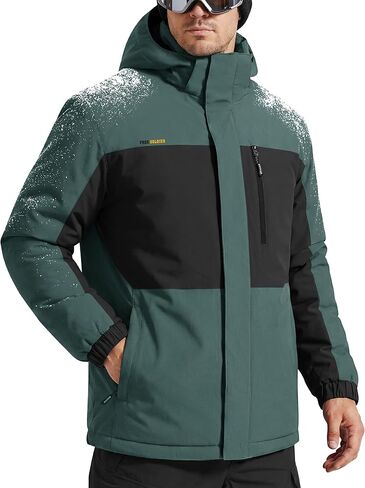 FREE SOLDIER Men's Waterproof Ski Snow Jacket Fleece Lined Warm Winter RainCoat Windbreaker Snowboarding Jacket with Hood in Saudi Arabia