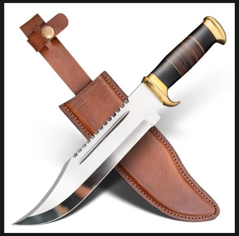 15" Crocodille dundee Bowie Knife With Sheath-Fixed Blade Knife With Sheath-Survival Knife-Hunting Knife- for Camping, Outdoor, Bushcraft - Gift for Men in Saudi Arabia