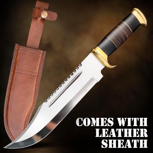 15" Crocodille dundee Bowie Knife With Sheath-Fixed Blade Knife With Sheath-Survival Knife-Hunting Knife- for Camping, Outdoor, Bushcraft - Gift for Men in Saudi Arabia