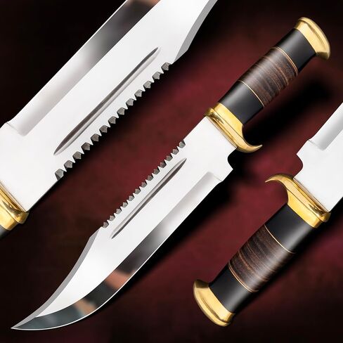 15" Crocodille dundee Bowie Knife With Sheath-Fixed Blade Knife With Sheath-Survival Knife-Hunting Knife- for Camping, Outdoor, Bushcraft - Gift for Men in Saudi Arabia