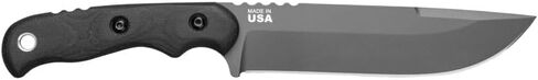 Tops Knives Tex Creek XL Full Tang Fixed Blade Knife- Sniper Gray Blade Finish- Brown Leather Sheath w/Belt Loop (Black Canvas Micarta Handle) in Saudi Arabia