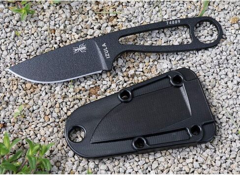 ESEE Knives Izula Fixed Blade Knife w/Survival Kit, Sheath & Clip Plate (Black) in Saudi Arabia