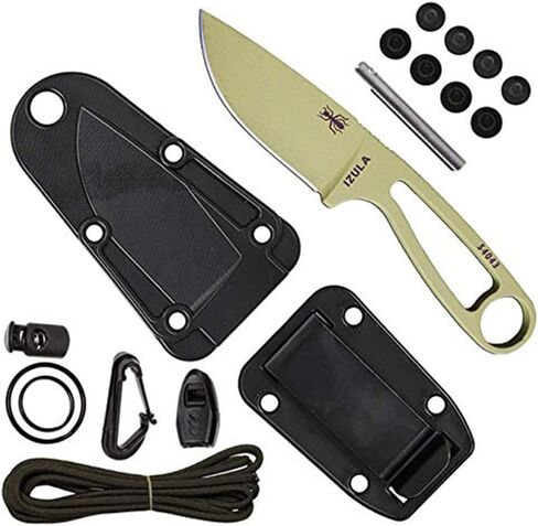 ESEE Knives Izula Fixed Blade Knife w/Survival Kit, Sheath & Clip Plate (Black) in Saudi Arabia