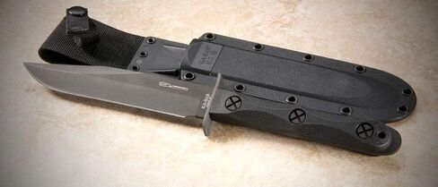 KA-BAR Ek Model 5 Bowie Fixed Blade Knife 6.875" Clip Point 1095 Cro-Van Parkerized Blade Glass Filled Nylon Handle Black in Saudi Arabia
