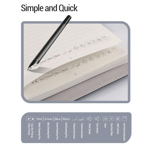 ASHATA Digital Smart Pen Notebook Set, 360° Smooth Writing Real Time Sync OCR Text Recognition with 5.0, for iOS Phones Tablets Study Notes Drawing (Blue) in Saudi Arabia