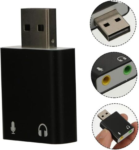 محول صوت لبطاقة الصوت الخارجية بمقبس USB إلى 3.5 مم مع مقبس سماعة رأس وميكروفون مقاس 3.5 مم، وبطاقة صوت ستيريو خارجية لأي جهاز كمبيوتر، من الألومنيوم، مع كابل تمديد USB ذكر إلى أنثى (أسود) in Kuwait