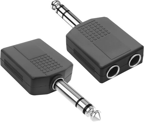 XMSJSIY 1/4" 6.35mm Stereo Plug to Dual 6.35mm Stereo Audio Jack Splitter Adapter 1/4 TRS Male to 2 Female Splitter Converter for Microphone Headphone Guitar Speaker Instrument in Saudi Arabia