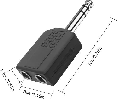 XMSJSIY 1/4" 6.35mm Stereo Plug to Dual 6.35mm Stereo Audio Jack Splitter Adapter 1/4 TRS Male to 2 Female Splitter Converter for Microphone Headphone Guitar Speaker Instrument in Saudi Arabia
