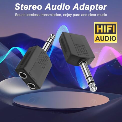XMSJSIY 1/4" 6.35mm Stereo Plug to Dual 6.35mm Stereo Audio Jack Splitter Adapter 1/4 TRS Male to 2 Female Splitter Converter for Microphone Headphone Guitar Speaker Instrument in Saudi Arabia