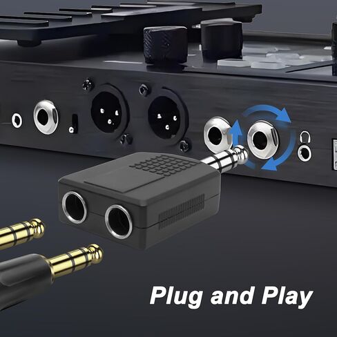 XMSJSIY 1/4" 6.35mm Stereo Plug to Dual 6.35mm Stereo Audio Jack Splitter Adapter 1/4 TRS Male to 2 Female Splitter Converter for Microphone Headphone Guitar Speaker Instrument in Saudi Arabia