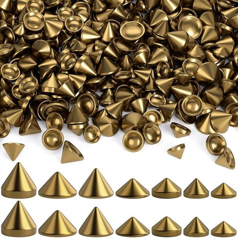 OIIKI 160PCS 8mm ABS Bullet Spike Cone Studs, Rivets Cone Spike Studs Beads, Flat Back Punk Spikes DIY Crafts Studs Glue on Decoration for Clothing Leather Clothes Belt Bag Shoes Jewelry Trims - Black in Kuwait