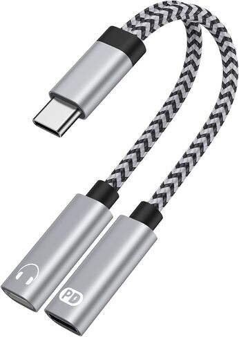 USB C Splitter,Dual USB C Headphone and Charger Adapter for Samsung Galaxy S25 Edge S24 S23 S22 S21 A17 A16 A15 2in1 Type C to Audio Jack Adapter with PD Fast Charging for iPhone 17 16 15 Pro Max 16e in Saudi Arabia