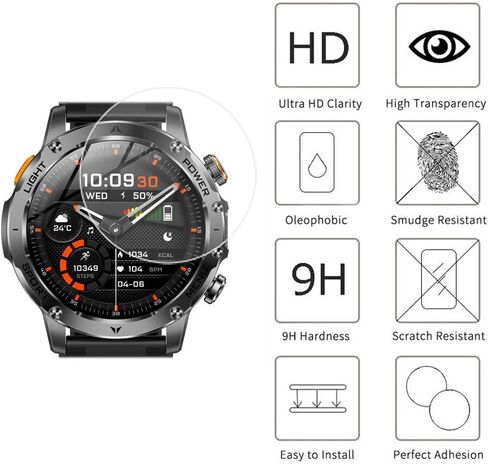 for KPEP Military Smart Watches AK87 Screen Protector 1.7" [3 Pack] HD Tempered Glass Film [9H Hardness] [Anti-Scratch] [Bubble Free] Compatible for Karchilor KPEP AK87 Smartwatch in Saudi Arabia