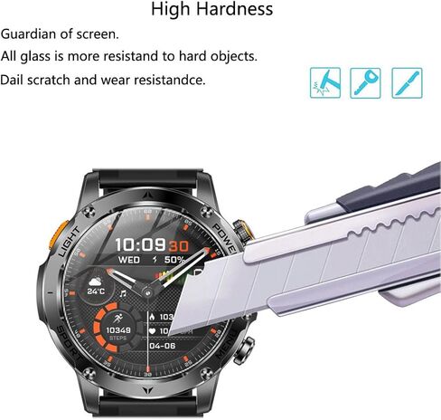for KPEP Military Smart Watches AK87 Screen Protector 1.7" [3 Pack] HD Tempered Glass Film [9H Hardness] [Anti-Scratch] [Bubble Free] Compatible for Karchilor KPEP AK87 Smartwatch in Saudi Arabia