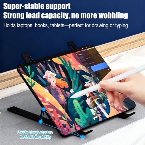 Aluminum Alloy Laptop Stand for Desk, Adjustable Portable Laptop Riser Holder Compatible, Foldable Laptop Riser with Laptops-Black in Saudi Arabia