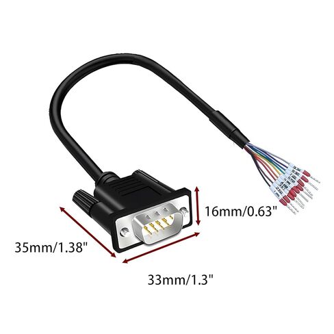10Ft 3m 24AWG DB9 Male Serial Extension Cable with Cable Marker, RS232 D-SUB DB9 9 Pin to 9 Bare Wire Breakout Board Connector in Saudi Arabia