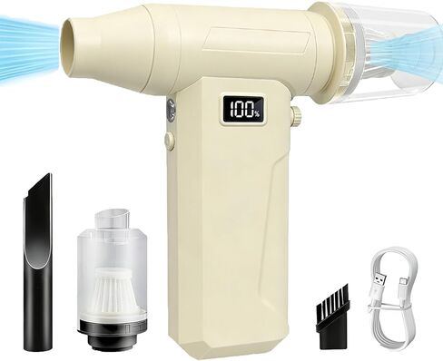 Compressed Air Duster, 130000RPM 100 Gear Speed Adjustable Electric Air Blower, Brushless Motor Cordless Air Duster with Type-C Fast Charging, for Keyboard, Computer, Car, Home, Outdoor Cleaning，Pet in Saudi Arabia