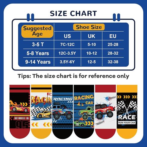 6 Pairs Kids Boys Ankle Socks Low Cut Cartoon Funny Crazy Funky socks Breathable No Show Socks aged for 2-11 Years in Saudi Arabia